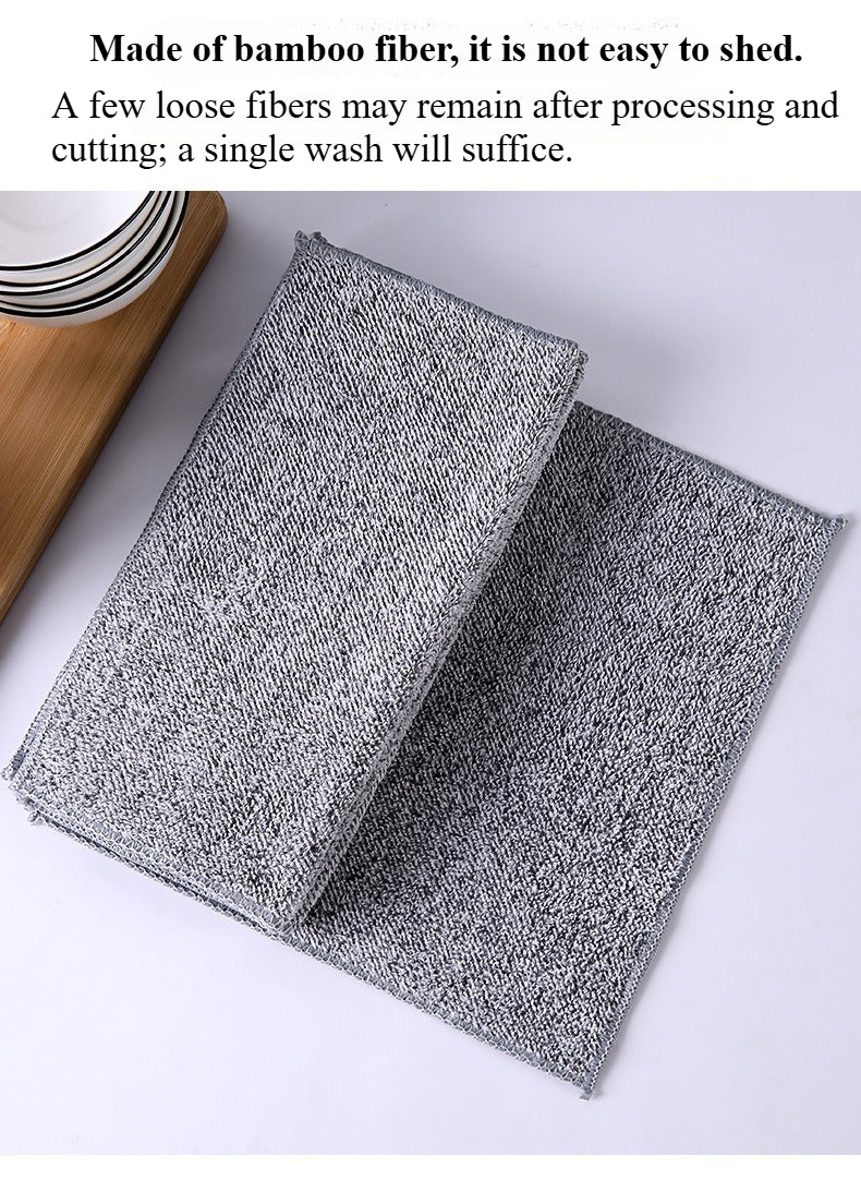 6-Pack Double-Sided Bamboo Fiber Cleaning Cloth | Super Absorbent, Durable, Heavy-Duty Grease-Cutting Wipes