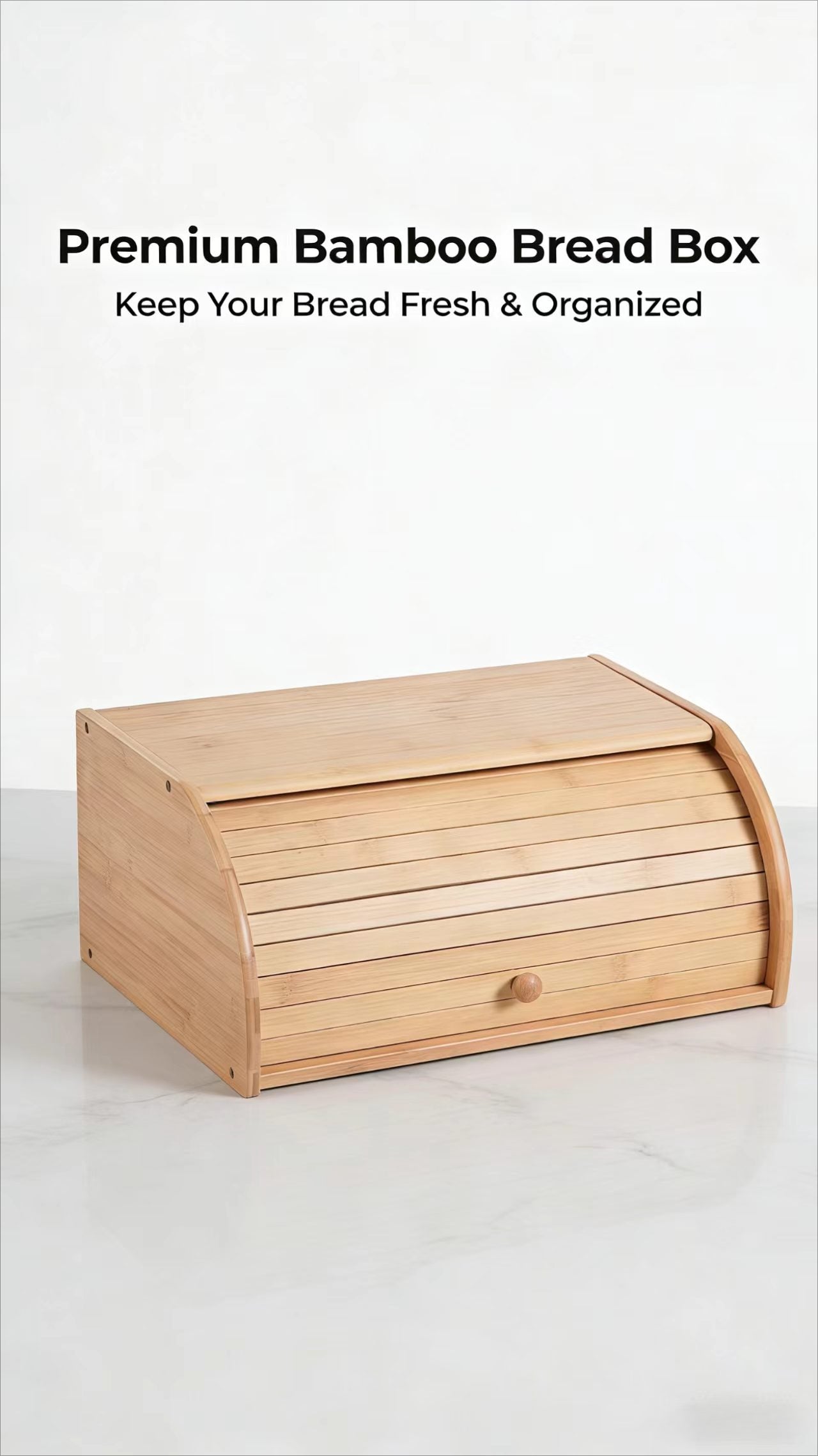 Natural Bamboo Kitchen Bread Box - Eco-Friendly & Sustainable Food Storage Organizer