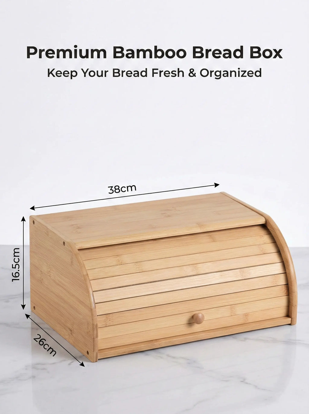 Natural Bamboo Kitchen Bread Box - Eco-Friendly & Sustainable Food Storage Organizer