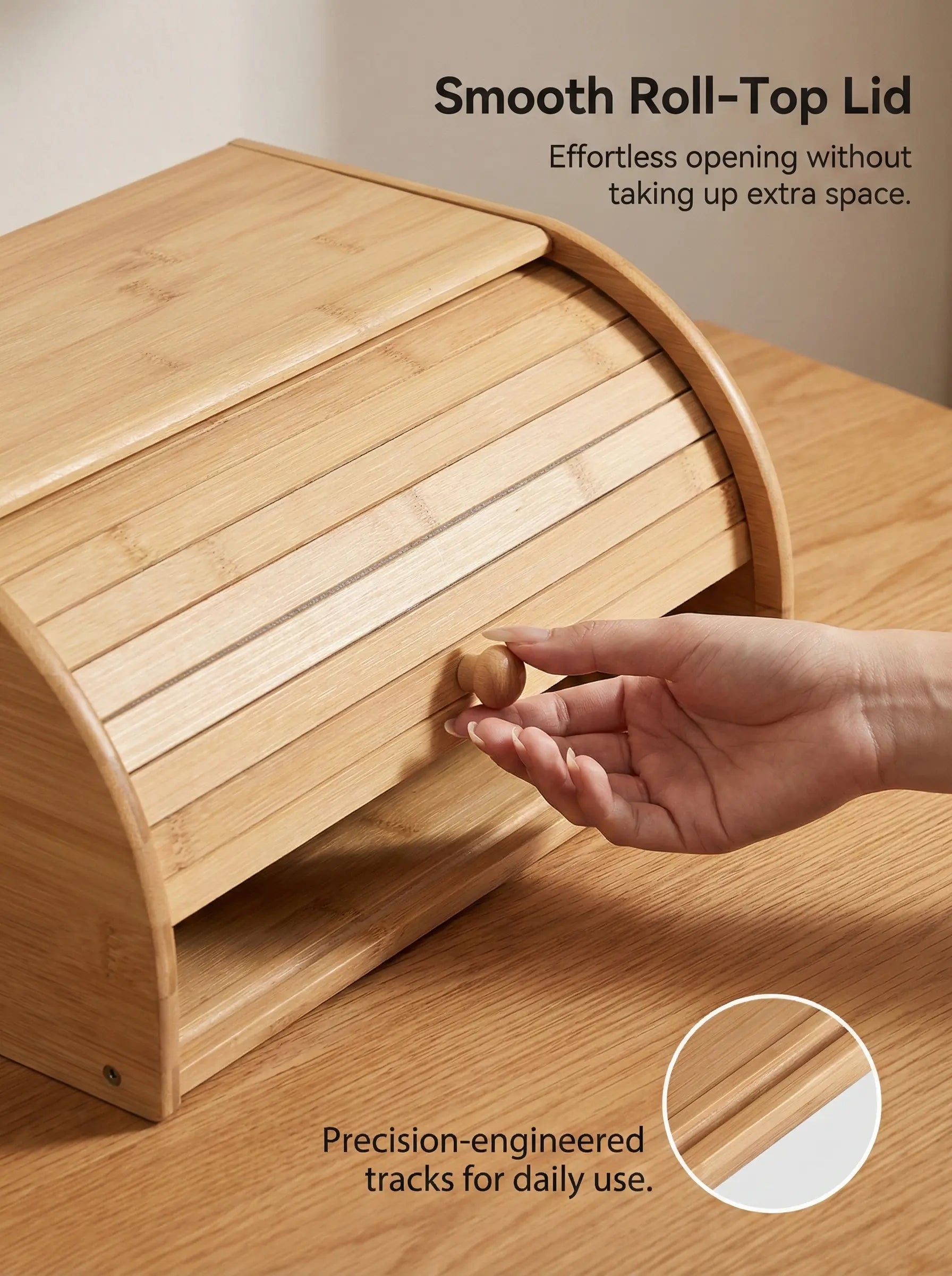 Natural Bamboo Kitchen Bread Box - Eco-Friendly & Sustainable Food Storage Organizer