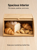 Natural Bamboo Kitchen Bread Box - Eco-Friendly & Sustainable Food Storage Organizer
