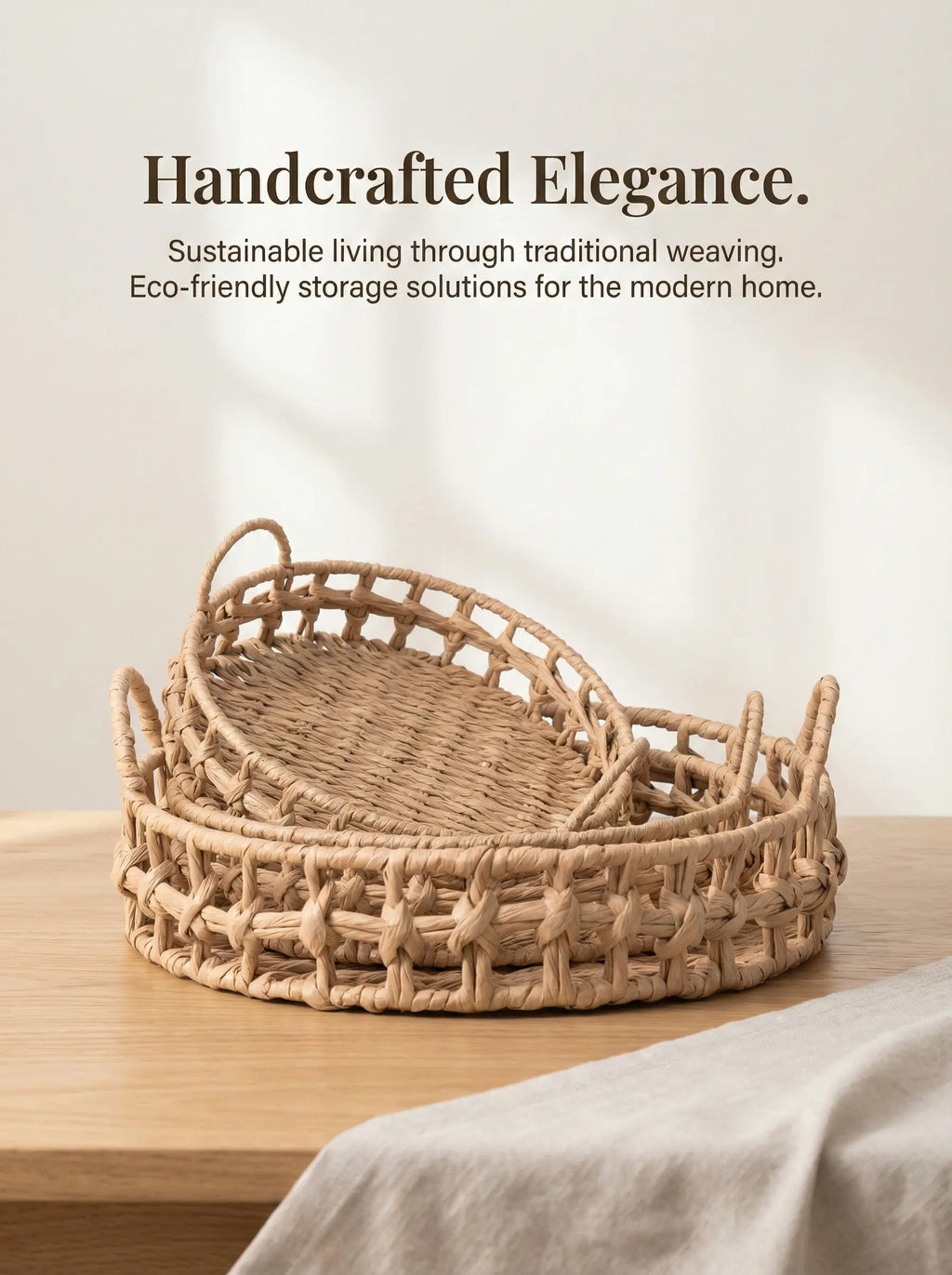 Eco-Friendly Handmade Bamboo Storage Basket • Natural Home Style