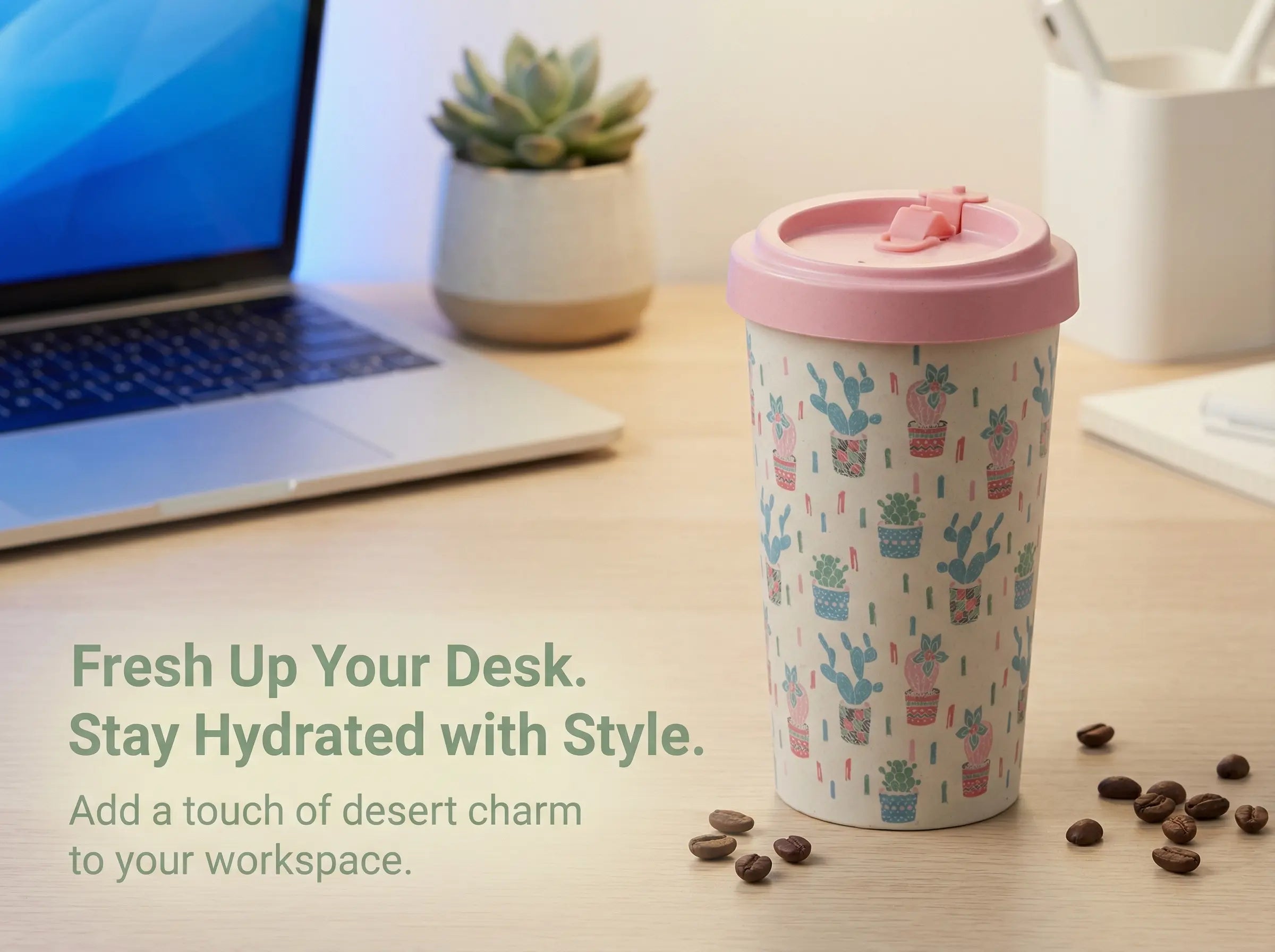 Natural Bamboo Fiber Coffee Mug, Lightweight & Durable for Home, Office and Outdoor Use