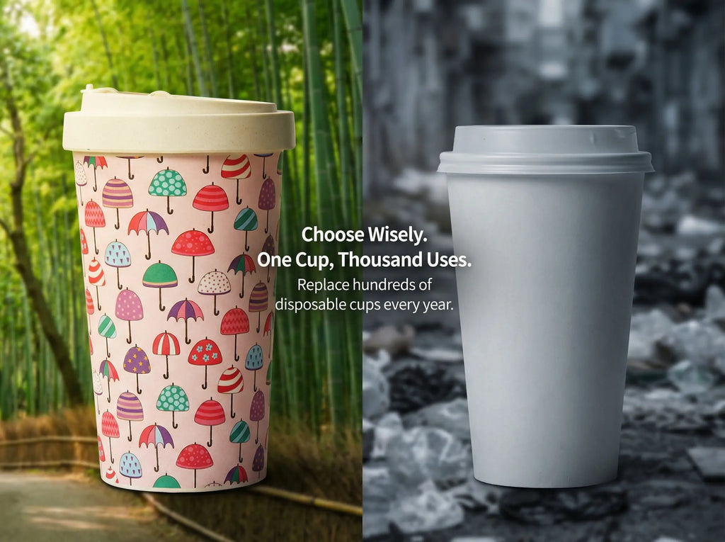 Natural Bamboo Fiber Coffee Mug, Lightweight & Durable for Home, Office and Outdoor Use