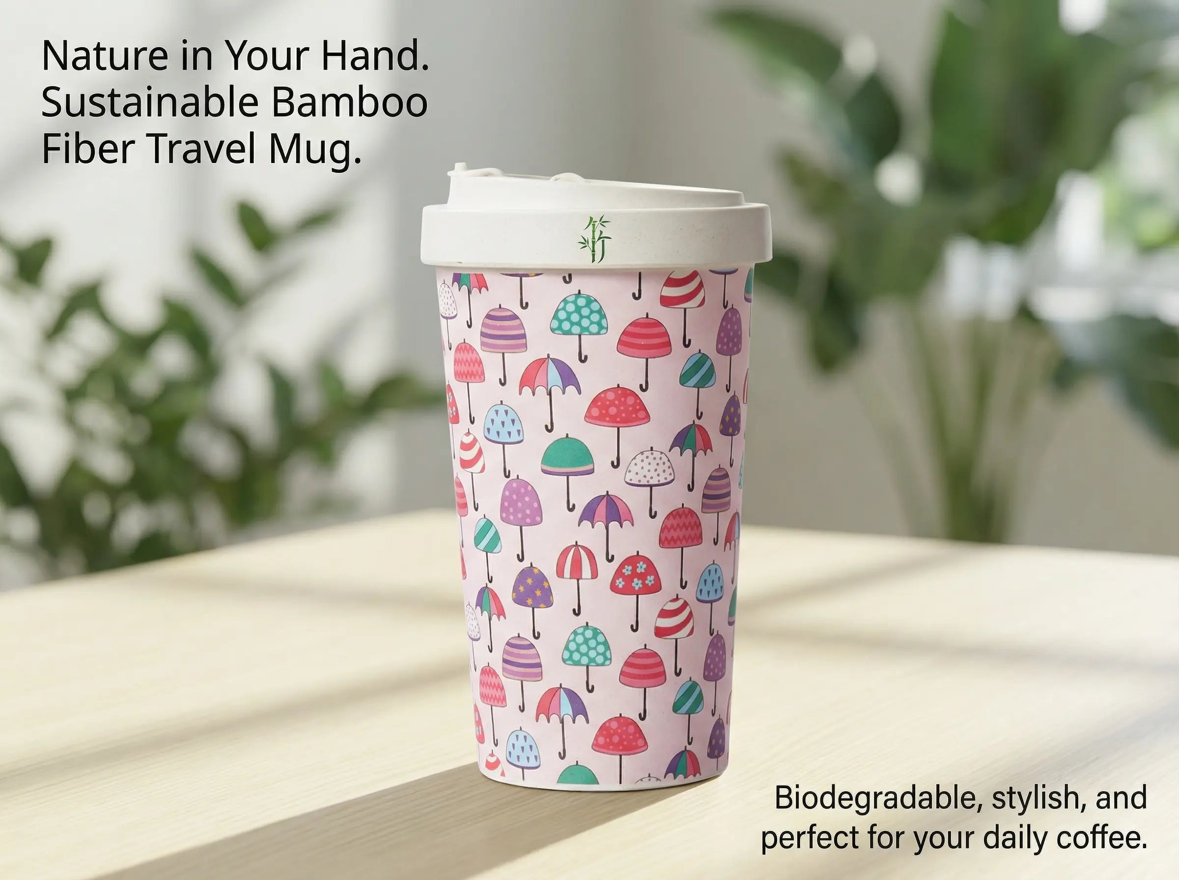 Natural Bamboo Fiber Coffee Mug, Lightweight & Durable for Home, Office and Outdoor Use