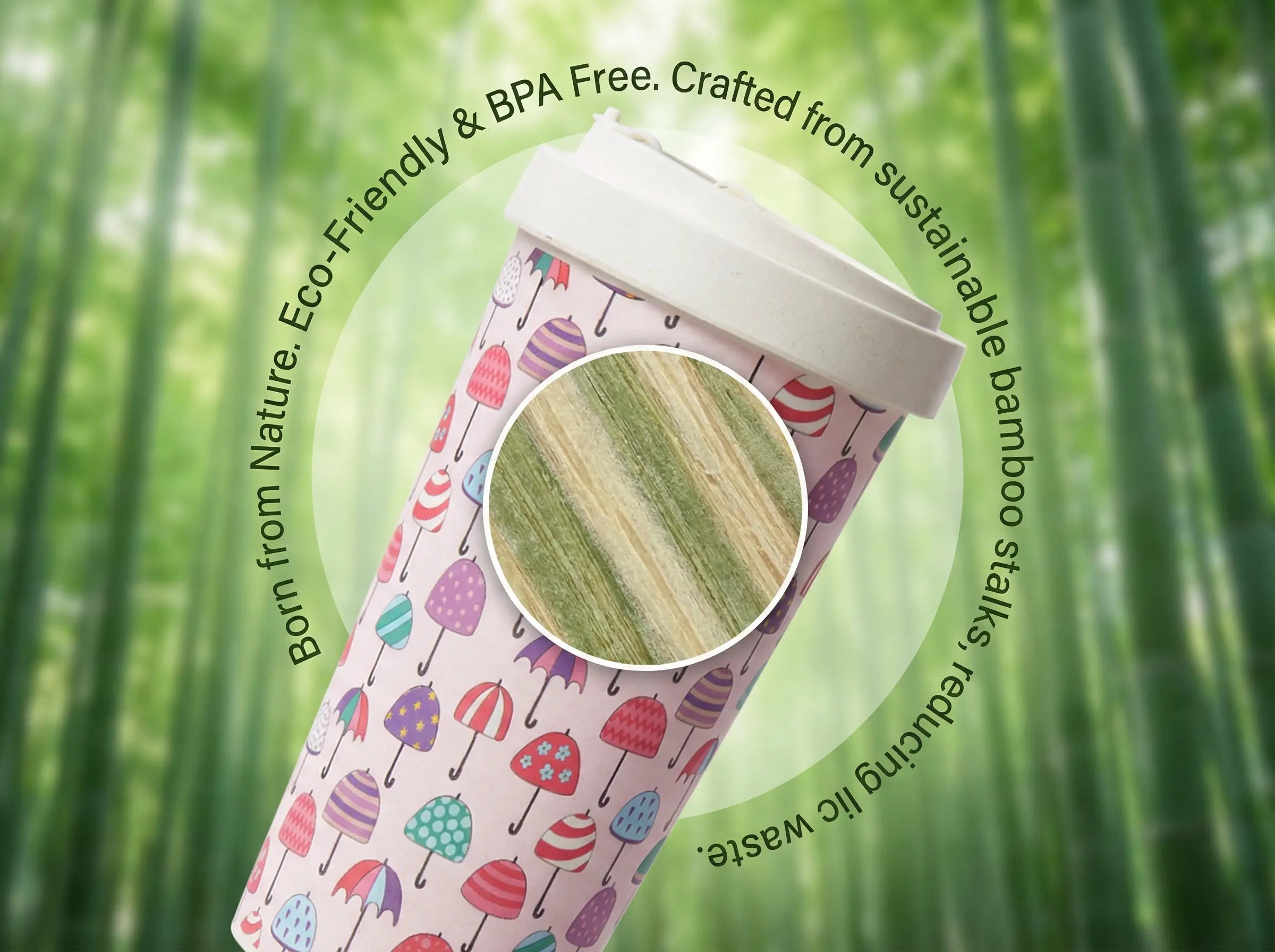 Natural Bamboo Fiber Coffee Mug, Lightweight & Durable for Home, Office and Outdoor Use