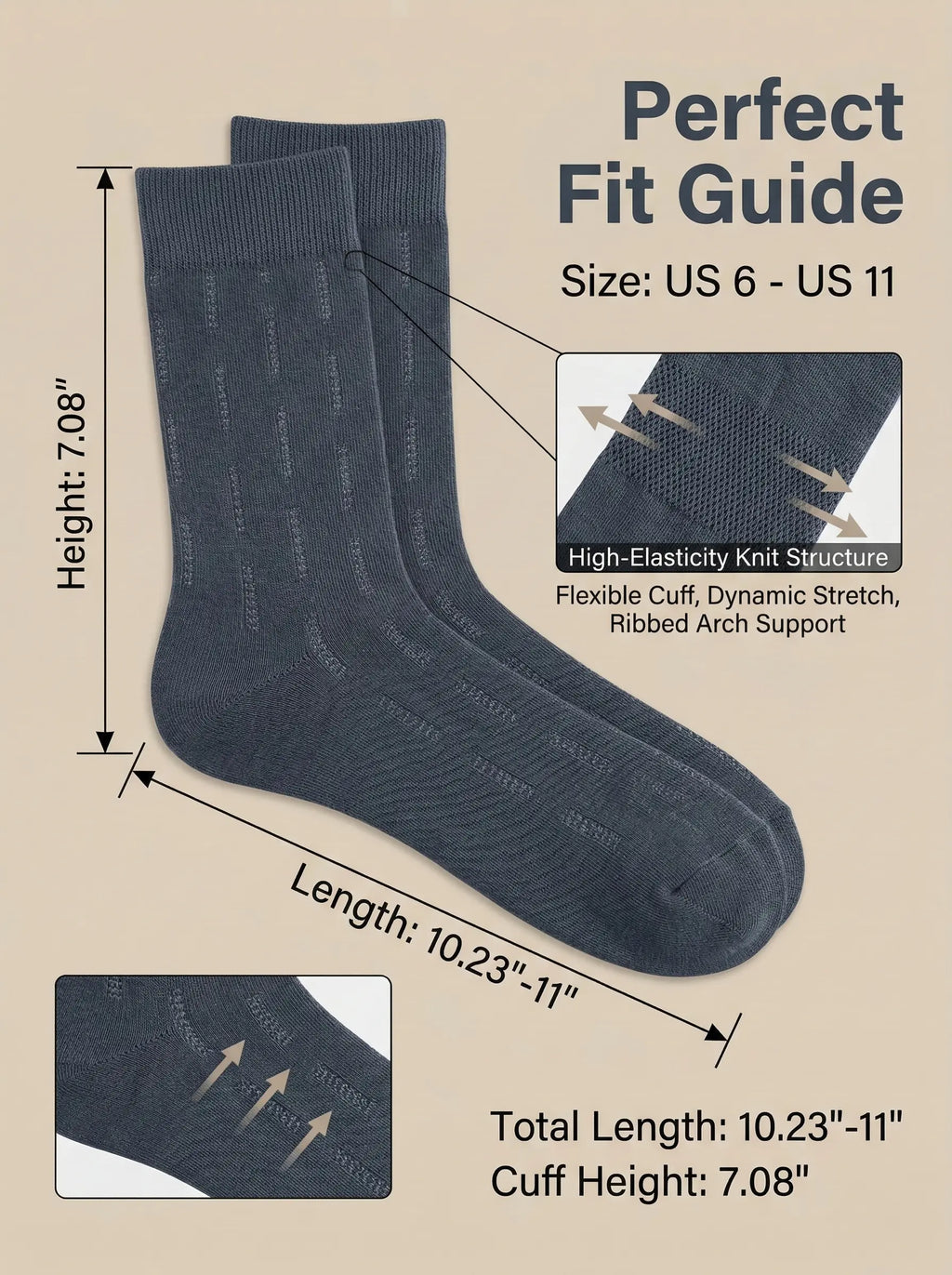 Premium Bamboo Fiber Socks, Soft and Comfortable, Breathable, Odor Control & Healthy Bamboo Fiber Product - 5 Pairs Pack.