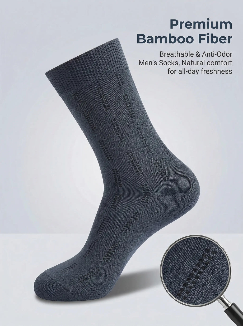 Premium Bamboo Fiber Socks, Soft and Comfortable, Breathable, Odor Control & Healthy Bamboo Fiber Product - 5 Pairs Pack.