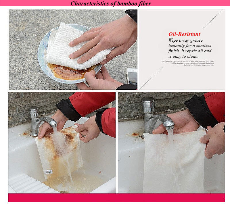 10-Pack Thickened Double-Sided Bamboo Fiber Cleaning Cloths | Super Absorbent, Oil-Resistant Household Wipes