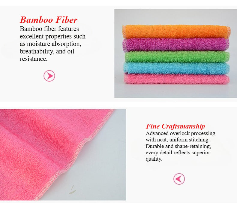 10-Pack Thickened Double-Sided Bamboo Fiber Cleaning Cloths | Super Absorbent, Oil-Resistant Household Wipes