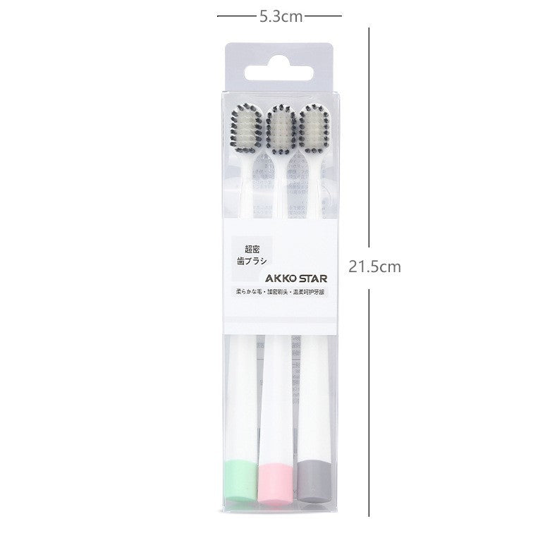 Natural Eco-Friendly Bamboo Charcoal Soft Toothbrush for Adults Set, Oral Care 3-Pack