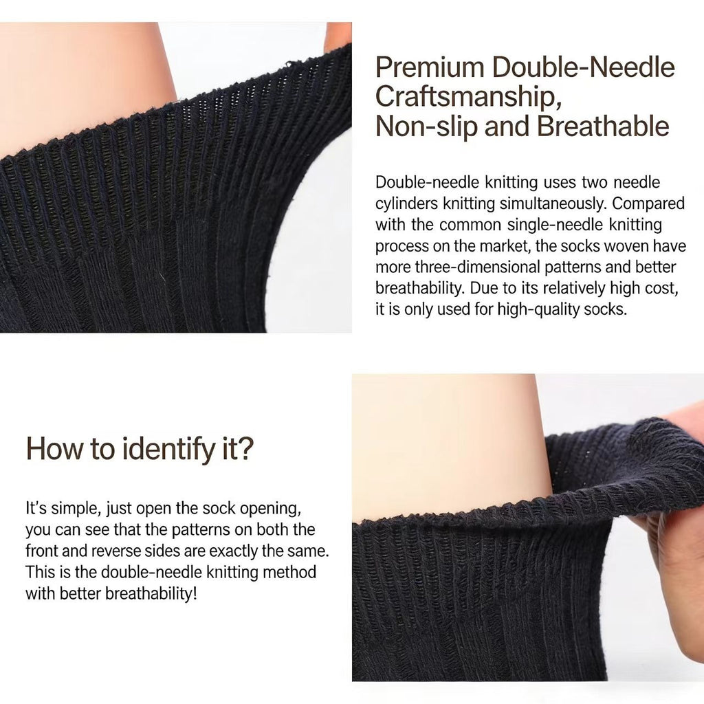 6-Pack Bamboo Fiber Men's Socks, Double Knit Breathable Anti-Odor Casual SocksMen's mid-calf business socks for autumn and winter