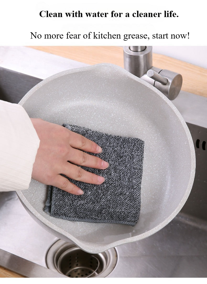 6-Pack Double-Sided Bamboo Fiber Cleaning Cloth | Super Absorbent, Durable, Heavy-Duty Grease-Cutting Wipes