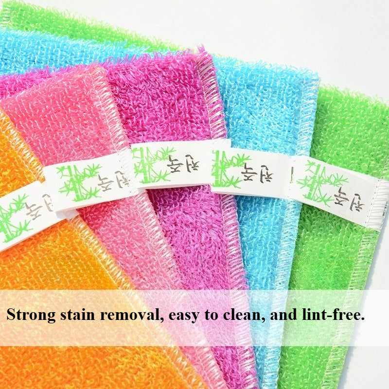 10-Pack Thickened Double-Sided Bamboo Fiber Cleaning Cloths | Super Absorbent, Oil-Resistant Household Wipes