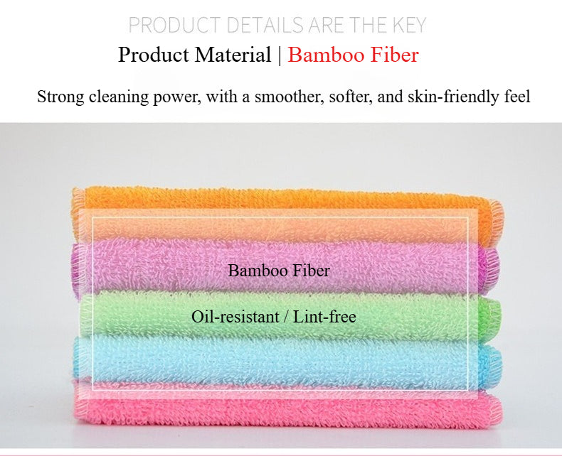 10-Pack Thickened Double-Sided Bamboo Fiber Cleaning Cloths | Super Absorbent, Oil-Resistant Household Wipes