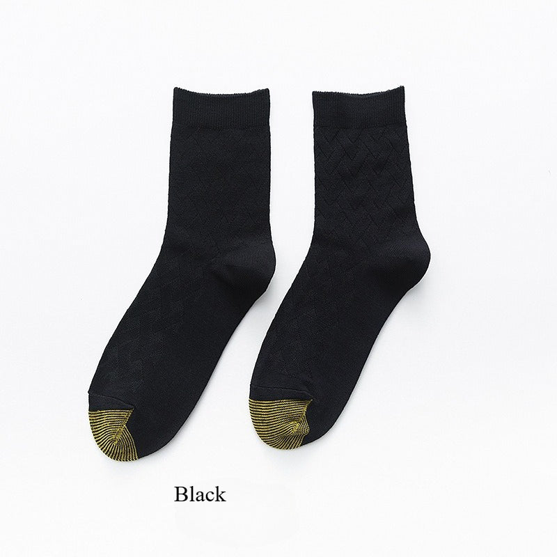 6-Pack Bamboo Fiber Men's Socks, Double Knit Breathable Anti-Odor Casual SocksMen's mid-calf business socks for autumn and winter