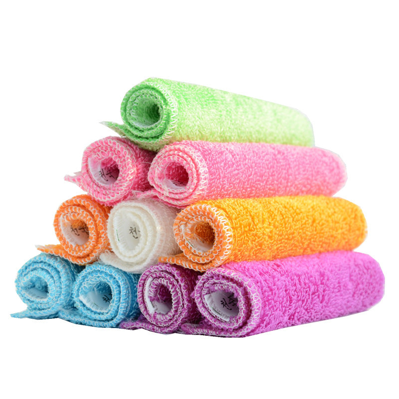 10-Pack Thickened Double-Sided Bamboo Fiber Cleaning Cloths | Super Absorbent, Oil-Resistant Household Wipes