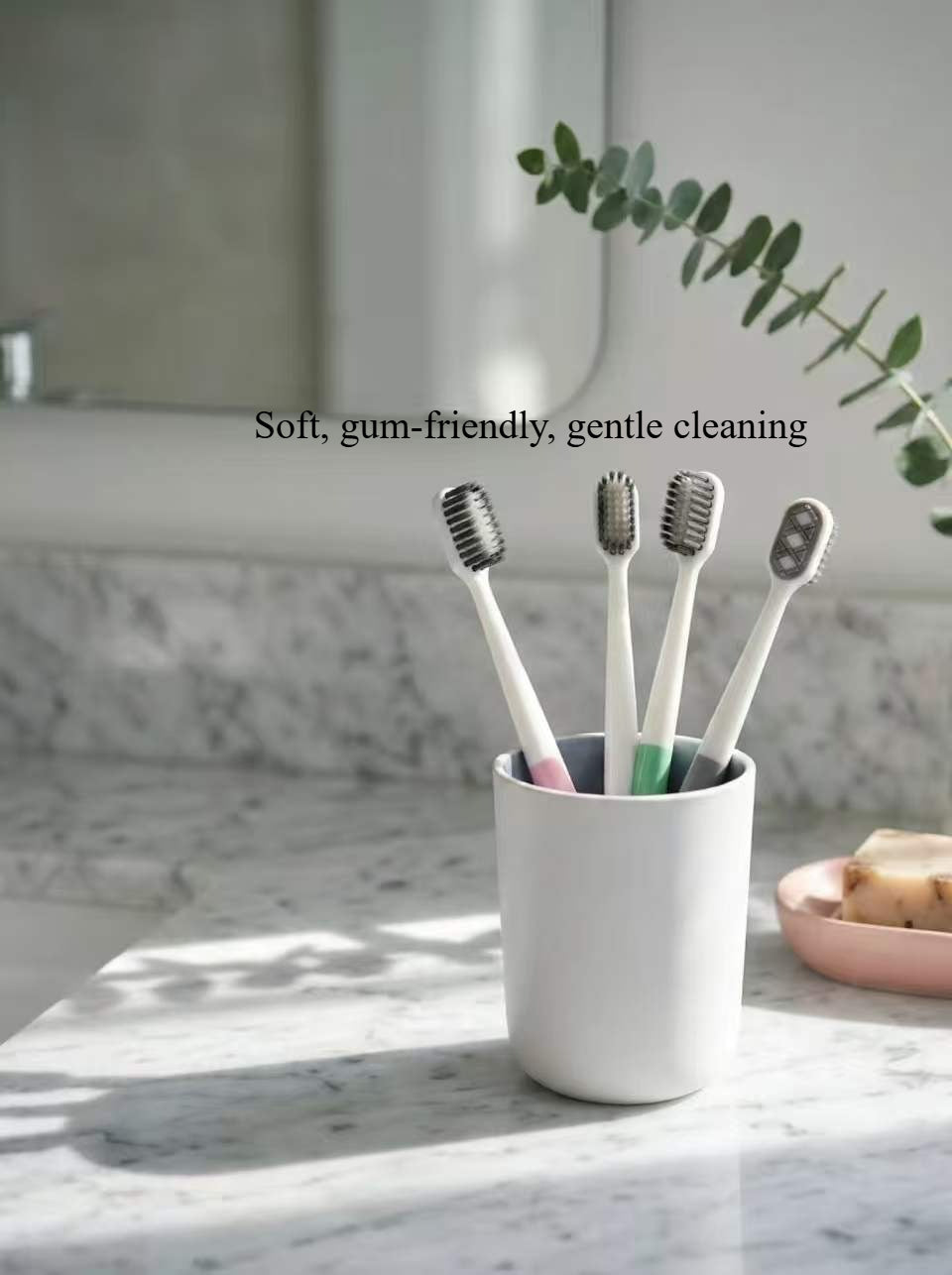 Natural Eco-Friendly Bamboo Charcoal Soft Toothbrush for Adults Set, Oral Care 3-Pack