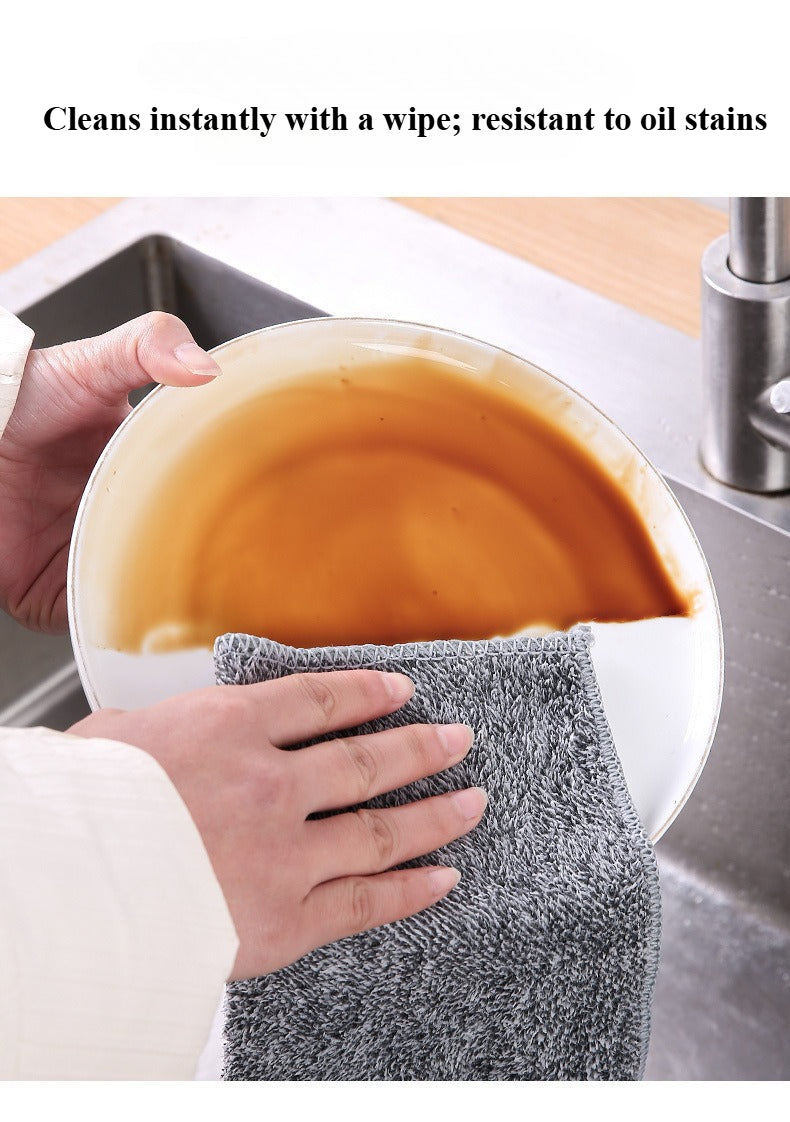 6-Pack Double-Sided Bamboo Fiber Cleaning Cloth | Super Absorbent, Durable, Heavy-Duty Grease-Cutting Wipes