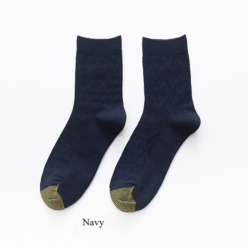 6-Pack Bamboo Fiber Men's Socks, Double Knit Breathable Anti-Odor Casual SocksMen's mid-calf business socks for autumn and winter