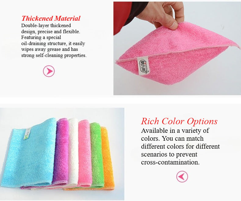 10-Pack Thickened Double-Sided Bamboo Fiber Cleaning Cloths | Super Absorbent, Oil-Resistant Household Wipes
