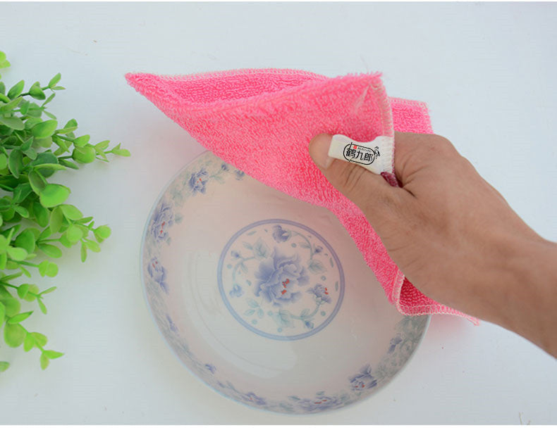 10-Pack Thickened Double-Sided Bamboo Fiber Cleaning Cloths | Super Absorbent, Oil-Resistant Household Wipes