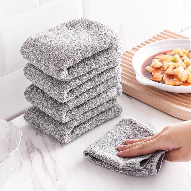 6-Pack Double-Sided Bamboo Fiber Cleaning Cloth | Super Absorbent, Durable, Heavy-Duty Grease-Cutting Wipes