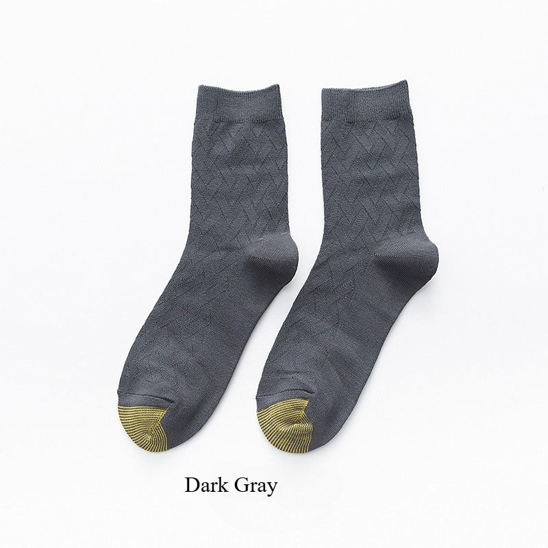 6-Pack Bamboo Fiber Men's Socks, Double Knit Breathable Anti-Odor Casual SocksMen's mid-calf business socks for autumn and winter