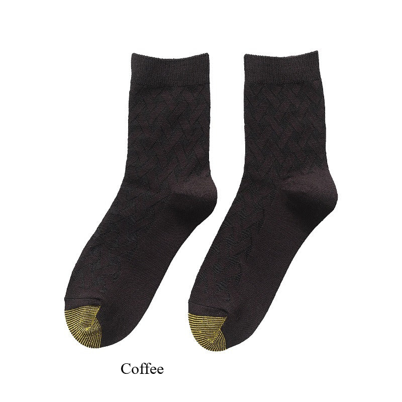 6-Pack Bamboo Fiber Men's Socks, Double Knit Breathable Anti-Odor Casual SocksMen's mid-calf business socks for autumn and winter