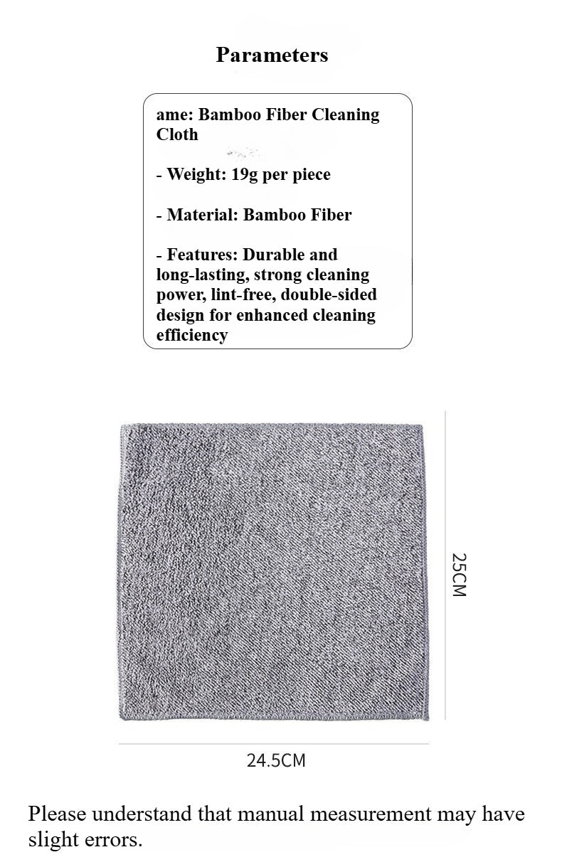 6-Pack Double-Sided Bamboo Fiber Cleaning Cloth | Super Absorbent, Durable, Heavy-Duty Grease-Cutting Wipes