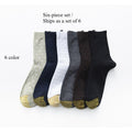 6-Pack Bamboo Fiber Men's Socks, Double Knit Breathable Anti-Odor Casual SocksMen's mid-calf business socks for autumn and winter