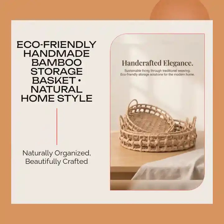 Eco-Friendly Handmade Bamboo Storage Basket &bull; Natural Home Style by@Outfy