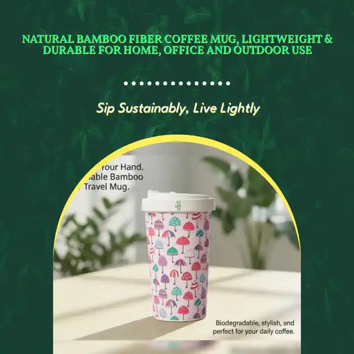 Natural Bamboo Fiber Coffee Mug, Lightweight & Durable for Home, Office and Outdoor Use by@Outfy
